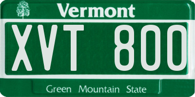 VT license plate XVT800
