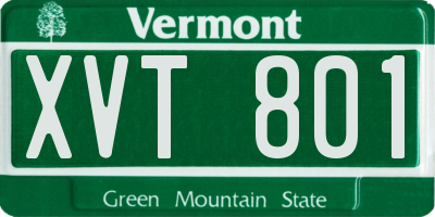 VT license plate XVT801