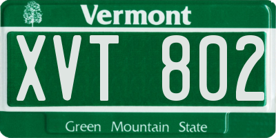 VT license plate XVT802
