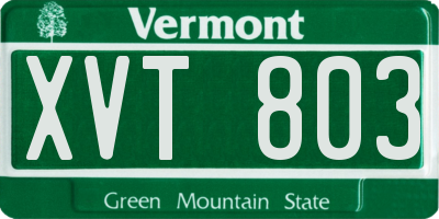 VT license plate XVT803