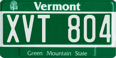 VT license plate XVT804