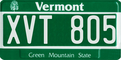 VT license plate XVT805