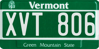 VT license plate XVT806
