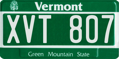 VT license plate XVT807