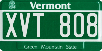 VT license plate XVT808