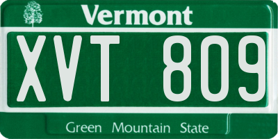 VT license plate XVT809