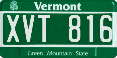 VT license plate XVT816