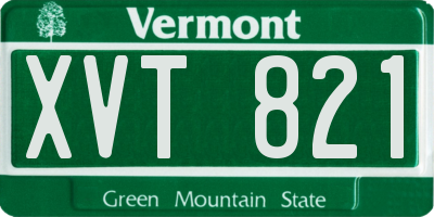 VT license plate XVT821