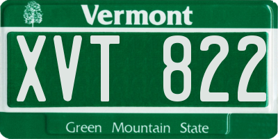 VT license plate XVT822