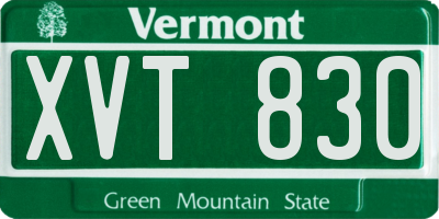 VT license plate XVT830