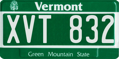 VT license plate XVT832