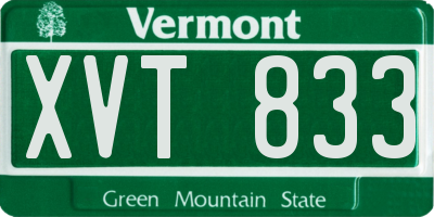 VT license plate XVT833