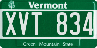 VT license plate XVT834