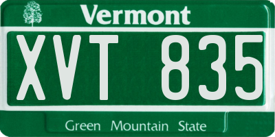 VT license plate XVT835