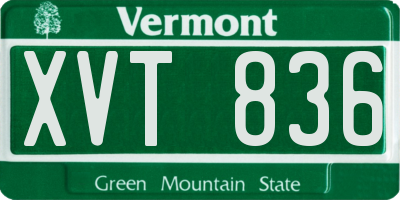 VT license plate XVT836