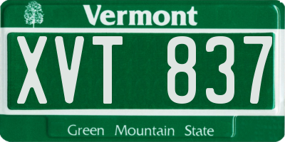 VT license plate XVT837