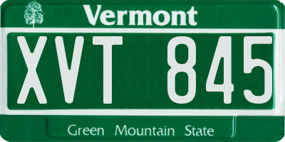 VT license plate XVT845