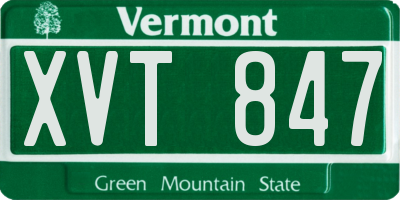 VT license plate XVT847