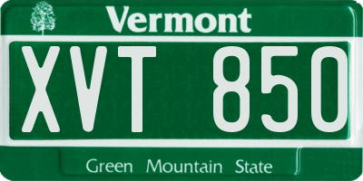 VT license plate XVT850