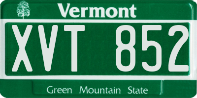 VT license plate XVT852