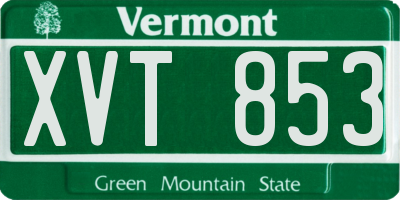 VT license plate XVT853