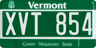 VT license plate XVT854