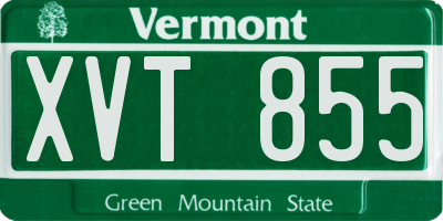 VT license plate XVT855