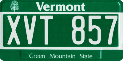 VT license plate XVT857