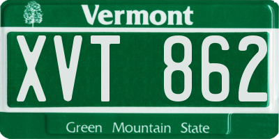 VT license plate XVT862