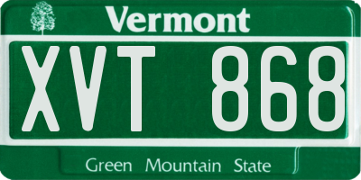 VT license plate XVT868