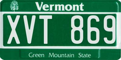VT license plate XVT869