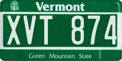 VT license plate XVT874