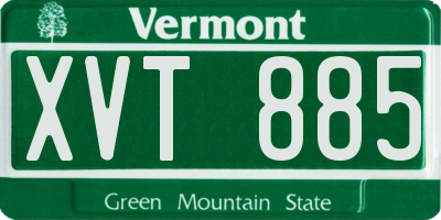 VT license plate XVT885