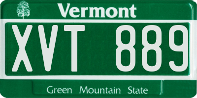 VT license plate XVT889
