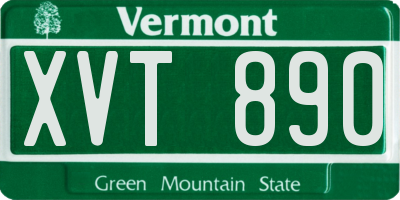VT license plate XVT890