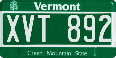 VT license plate XVT892