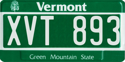 VT license plate XVT893
