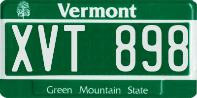 VT license plate XVT898