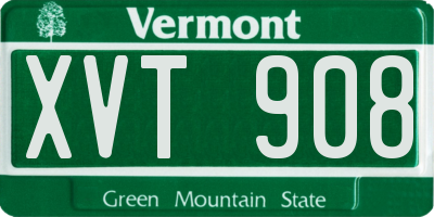 VT license plate XVT908