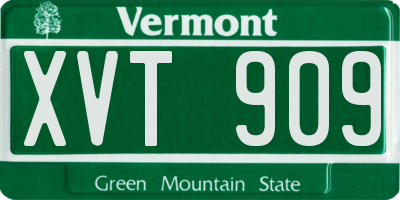 VT license plate XVT909