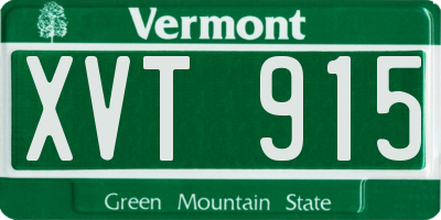 VT license plate XVT915