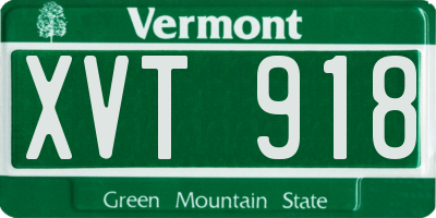 VT license plate XVT918