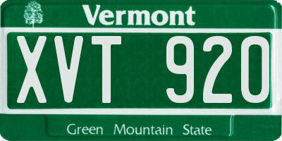 VT license plate XVT920
