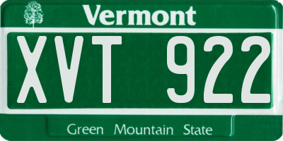 VT license plate XVT922