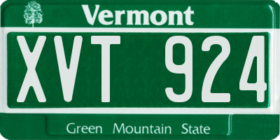 VT license plate XVT924