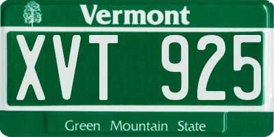 VT license plate XVT925