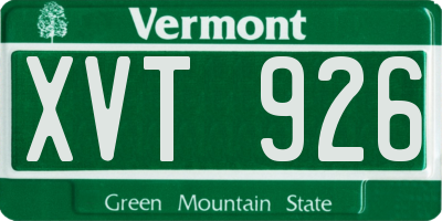 VT license plate XVT926