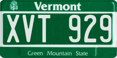 VT license plate XVT929