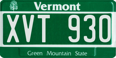 VT license plate XVT930