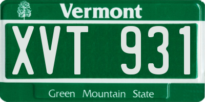 VT license plate XVT931